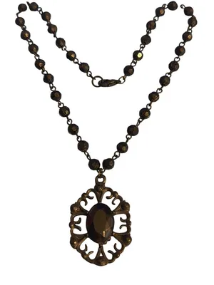 Black Gothic Beaded Necklace Pendant Faceted Gemstone Mourning Acrylic 16" Emo thumbnail 4