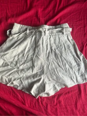 Zara Cream High-Waist Paperbag Tie Shorts thumbnail 2