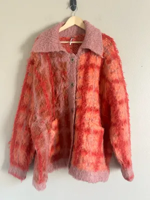 Free People wool blend Harper Cardi sweater in Cinnamon Spice Combo size Large thumbnail 2