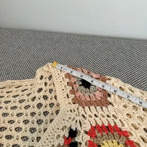 Debut Crochet Cream Granny Square Cardigan Sweater size M thumbnail 10
