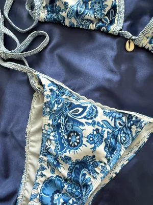 Blue and white bikini thumbnail 3