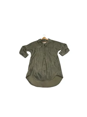 Ashley by 26 International Corduroy Shacket Dress M Olive Utility Longline Boho thumbnail 5