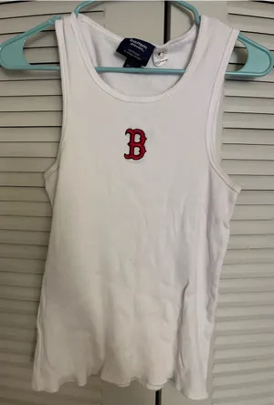 Red Sox White Ribbed Tank Top Size XL thumbnail 1