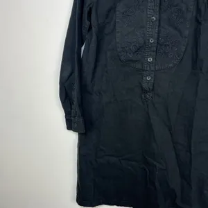 Lucky Brand Popover Dress Black Embroidered Denim Pullover Long Sleeve Y2K XS thumbnail 6