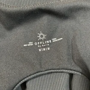 OFFLINE by Aerie Black Ribbed High Support Keyhole Sports Bra Workout Top Medium thumbnail 4