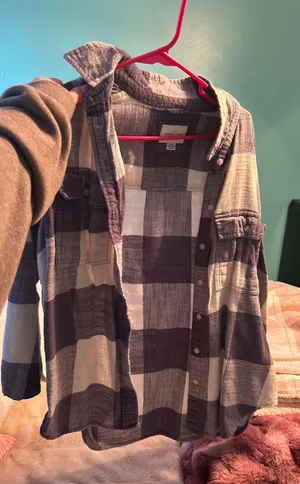 American Eagle blue and white flannel thumbnail 1