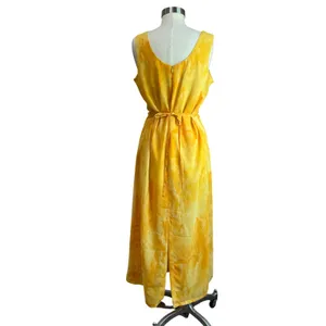 VTG Joseph Ribkoff Yellow Watercolor Midi Dress Sleeveless Art Print 12‎ thumbnail 2