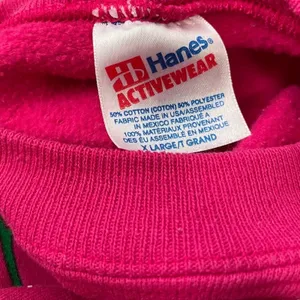 Vintage 90s Hanes Winter Christmas Sweatshirt Size XL Pink Dog Snow Fun Novelty thumbnail 7
