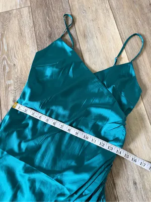 Forever 21 Teal Satin Slip Maxi Dress thumbnail 9