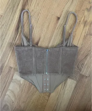 White Fox Boutique Brown Corduroy No Shade Bustier Corset Top thumbnail 2