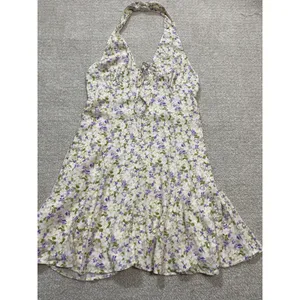 Maeve by Anthropologie Cream Halter Mini Dress with Lavender Floral 100% Viscose thumbnail 15