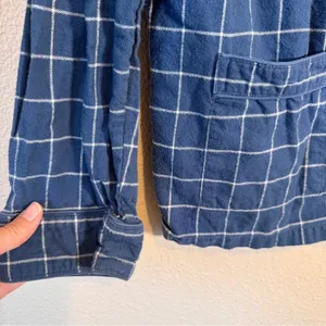 Lake Blue Plaid Button Down PJ Top Shirt Womens M Long Sleeve Lounge Sleep thumbnail 3