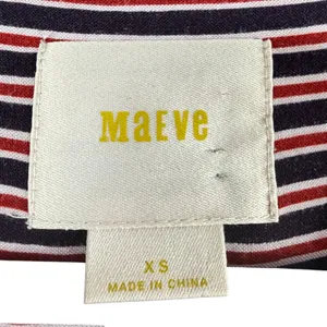 Maeve Anthropologie Striped Tunic Shirt Womens XS Button Down High Low Red Navy‎ thumbnail 2