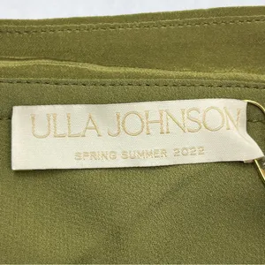 Ulla Johnson Nora Tie Shoulder‎ Silk Peplum Top Size 12 Olive Green Milkmaid NEW thumbnail 3