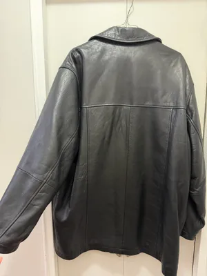 Boston Harbour Men's Black Leather Button Overcoat Quilted Lined Point Collar thumbnail 6