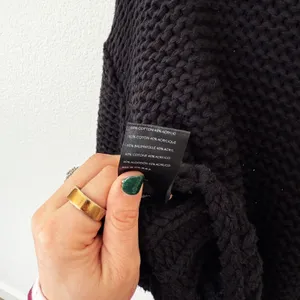 [Free People] Black‎ My Only Sunshine Chunky Knit Mock Neck Sweater Sz Medium M thumbnail 9