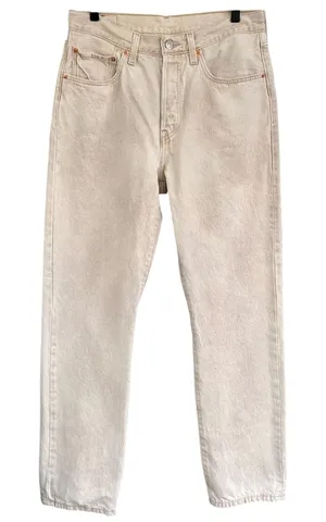 Levis 501 Original Fit Jeans Tan Sand Beige Cotton Straight Leg Women W30 L30 thumbnail 1