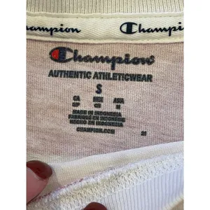 Champion Pink And‎ White Striped Crew Neck Pullover Cropped Sweatshirt Size S thumbnail 7