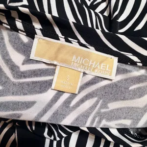 Michael Kors Women Black White Zebra Print Ring Faux Wrap Midi Dress Small thumbnail 6