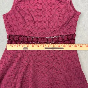 Free People Dress Womens 6 Burgundy Cut Out Daisy Waist‎ Lace Skater Sleeveless thumbnail 7