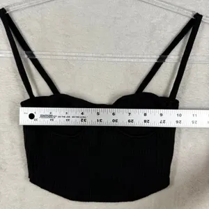 Urban Outfitters Black Ribbed Bustier Crop Top Sweetheart Double Strap Small thumbnail 4