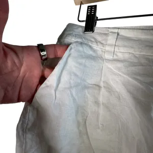 Eileen Fisher Shorts 2 White 100% Organic‎ Linen Pleated High Waist Coastal Luxe thumbnail 8