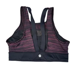 Lululemon Invigorate‎ Bra High Neck Space Dye Burgundy Black LW2AKPS Size 8 thumbnail 2
