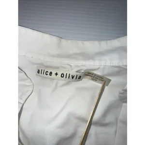 Alice‎ and Olivia Smocked Cuff Sleeve V Neck White Blouse XS thumbnail 2