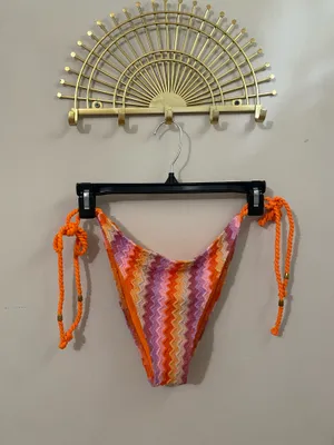 Zaful Orange Chevron Knit Bikini with Multicolor Stripes thumbnail 6