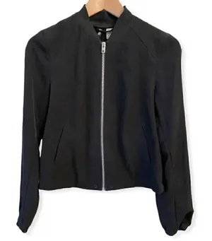 H&M Divided Black Minimalist Festival Bohemian Cropped Womens Jacket SZ 4 thumbnail 1