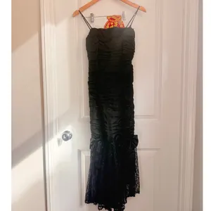 Vintage ‘80s Gunne Sax Goth Prom‎ Dress Fishtail Hem Rare HTF Dark Martitia thumbnail 5
