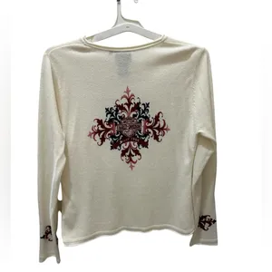 Harley Davidson Sweater cream Scrolled Fleur De Lis Size XL thumbnail 3