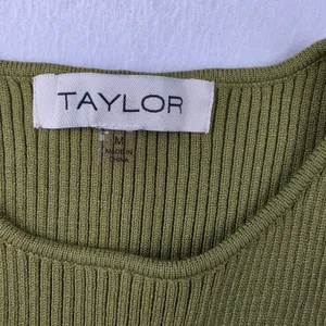 Taylor Mixed Media Knit to Satin Maxi Dress Olive Green Sleeveless Size M thumbnail 4