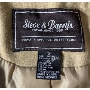 Steve and Barry's Wool Blend Double Breasted Pea Coat Women's S Preppy Brown Tan thumbnail 3