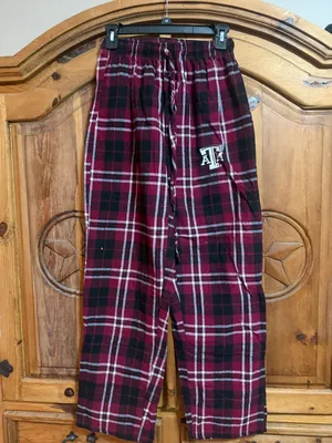 Burgundy and white Texas A&M plaid pajama pants #AggieStyle thumbnail 1