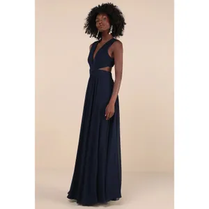 Lulus Vivid Imagination Navy Blue Cutout Maxi Dress Bridesmaid Gala Extra Large thumbnail 3