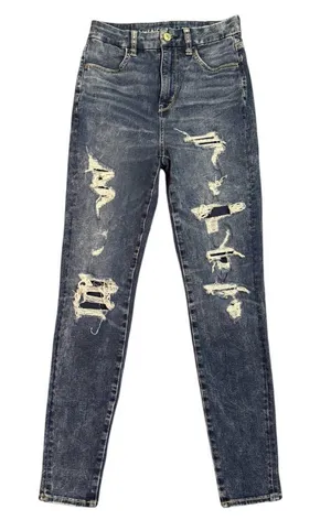 American Eagle Curvy Super High Rise Jegging Jeans Distressed Stretch Size 0 thumbnail 1