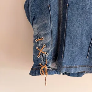 Y2k Medium Wash Village Jeans Denim Western Halter Neck Top thumbnail 5