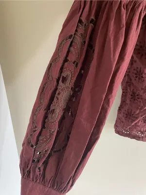 Anthropologie Eyelet Embroidered Boho Blouse Top in Small thumbnail 5