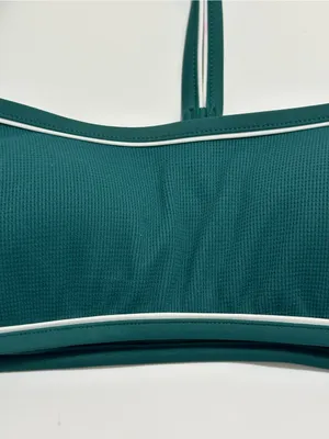 Shade & Shore Deep Green Bralette with White Piping thumbnail 2