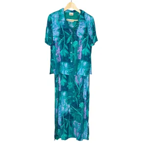 Two Piece Dress Blouse Floral Crinkle Fabric Sleeveless Shift Summer Casual thumbnail 17