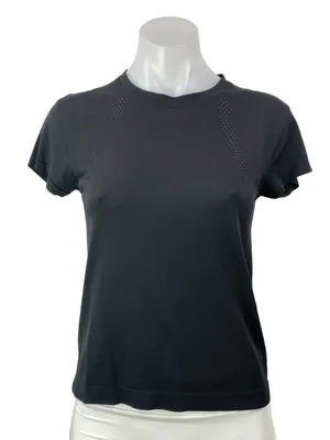 Lululemon Women's Black Short Sleeve Crew Neck Basic T Shirt Tee Top Size M thumbnail 1