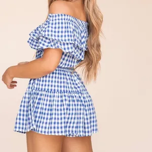 ✨ Catch Up Off Shoulder Gingham Set✨ Blue Size L thumbnail 8