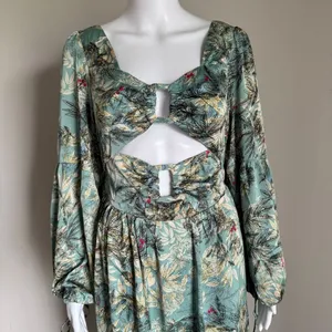 The Clothing Company LA Cut Out Maxi Dress Floral Balloon Sleeve Boho Whimsy thumbnail 2