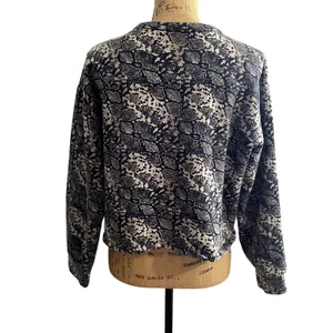 Zara Basic Snake Print Cropped Sweatshirt Crew Neck Animal Print Size‎ Large thumbnail 2