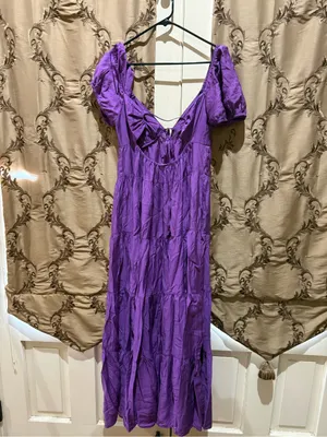 idem Ditto Women's Purple Tiered Maxi Dress with Puff Sleeves thumbnail 5