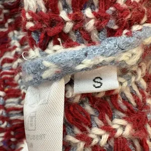 Yans Larat Red Crab Cream Blue V neck High Low Chunky Sweater Size Small Womens thumbnail 8