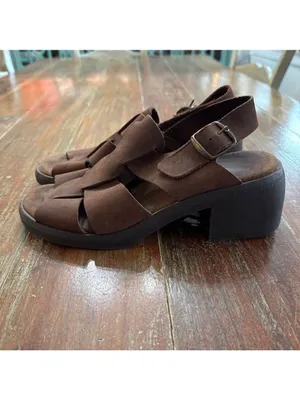 Vintage 90s Y2K Brown Leather Chunky Platform Fisherman Sandals Approx. Size 9 thumbnail 2