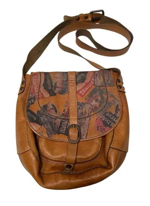 Patricia Nash Vintage‎ Patch leather saddle bag Nepali Coast Hawaii suede inside thumbnail 1