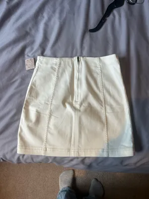 Free People White Denim Skirt thumbnail 4